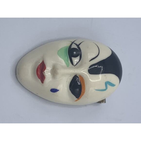 Vintage NANCO Face Mask Pin 1970s Kabuki mask Chelsea Mass - Picture 9 of 12